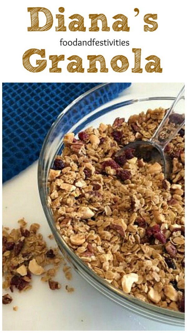 This granola is great to eat for breakfast as a bowl of cereal, to sprinkle over some yogurt and fruit, to make a parfait, or as a topping for a bagel smothered in cream cheese. #bagel #breakfast #granola #snack