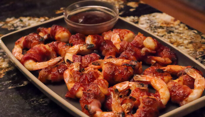 Smoky, Sweet, and Spicy  Bacon Wrapped Shrimp