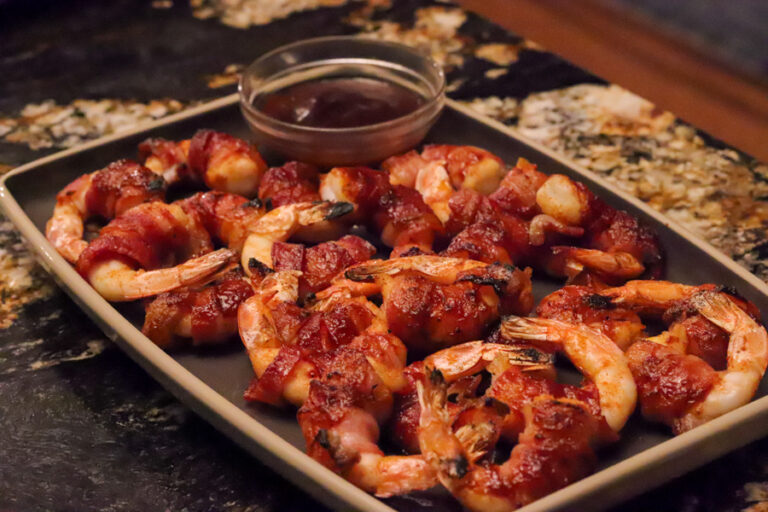 Smoky, Sweet, and Spicy  Bacon Wrapped Shrimp